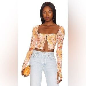 AFRM X Revolve Tyrie Crop Top in Vintage Coral Floral Size M NWT
